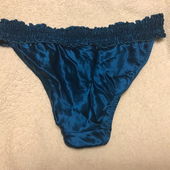 Victoria’s Secret Teal Blue Satin Bikini Bottoms - size Large - Picture 2 of 6
